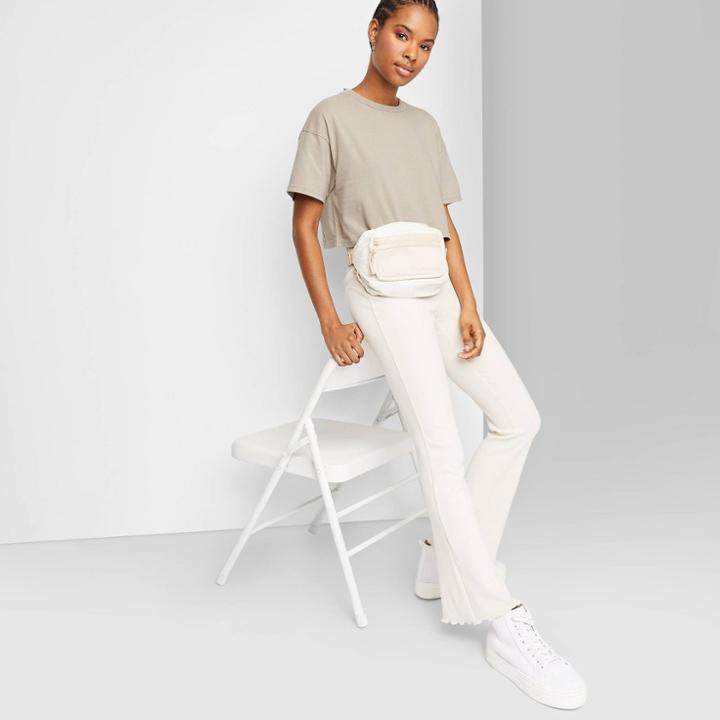 Women's Short Sleeve Botanical Dyed Boxy Cropped T-shirt - Wild Fable Gray