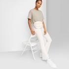 Women's Short Sleeve Botanical Dyed Boxy Cropped T-shirt - Wild Fable Gray