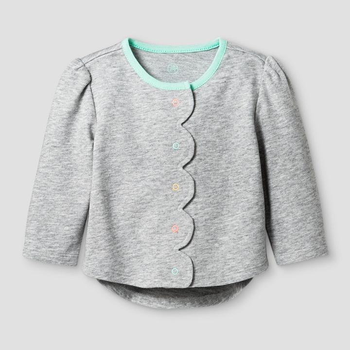 Oh Joy! Baby Girls' Scalloped Edge Cardigan - Heather Gray