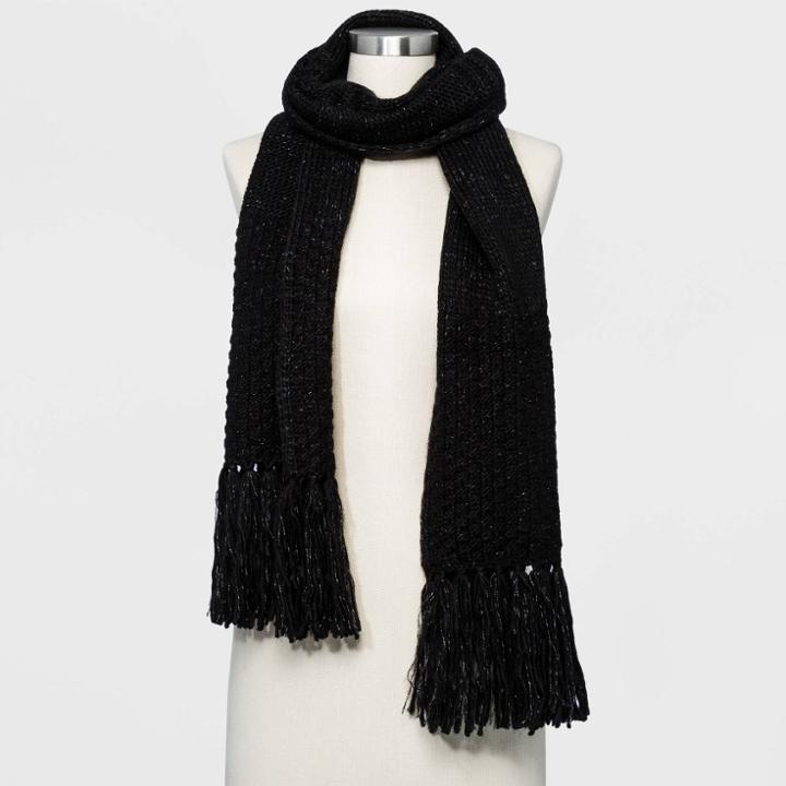 Women's Hand Knit Scarf - Universal Thread Black