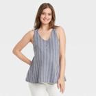 The Nines By Hatch Henley Maternity Tank Top Blue