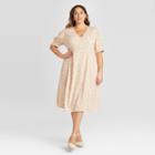 Women's Plus Size Animal Print Short Sleeve Dress - Ava & Viv Pink X, Women's