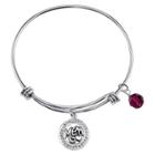 Distributed By Target Women's Mom Expandable Bangle In Stainless Steel, Silver/purple