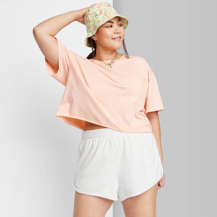 Women's High-rise Towel Terry Dolphin Shorts - Wild Fable White Xxs