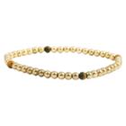 Women's Zirconite 4mm Round Gold Precious Beads Stretch Bracelet-tiger Eye, Brown
