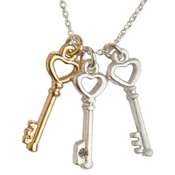 Zirconite Key Charms Pendant Necklace Silver