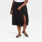 Women's Slit Midi A-line Skirt - Ava & Viv Black