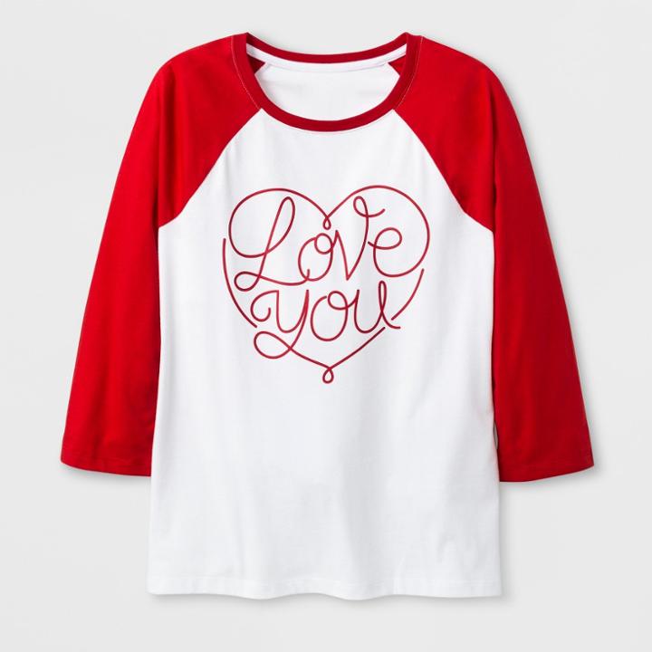 Shinsung Tongsang Women's 3/4 Sleeve 'love You' Baseball T-shirt - White