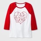 Shinsung Tongsang Women's 3/4 Sleeve 'love You' Baseball T-shirt - White