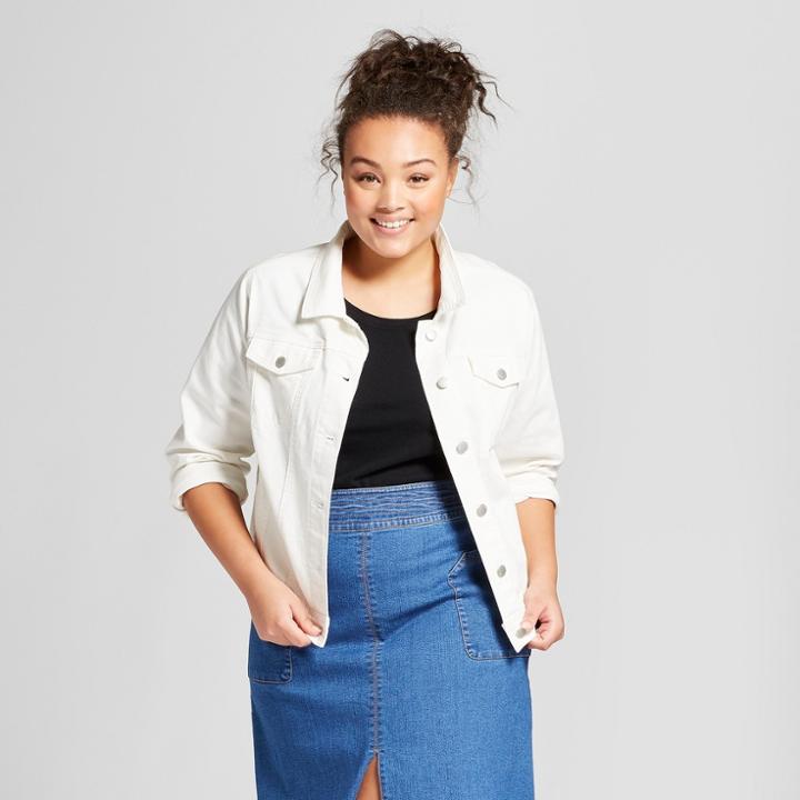 Women's Plus Size Denim Jacket - Universal Thread White Wash