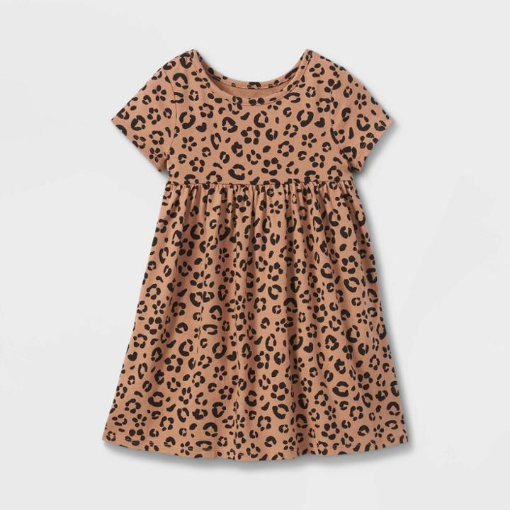 Toddler Girls' Cotton Short Sleeve Dress - Cat & Jack Brown