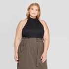 Target Women's Plus Size Sleeveless Mock Turtle Halter Neck Knit Top - Prologue Black