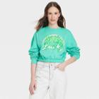 Iml Women's Lucky Airbrush Graphic Cropped Sweatshirt - Green