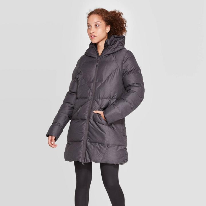 Women's Mid-length Puffer Jacket - C9 Champion Heather Gray S, Women's, Size: Small, Grey Gray