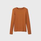 Women's Long Sleeve Fitted T-shirt - A New Day Rust