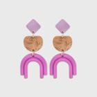 Embossed Floral And Double Arc Drop Earrings - Universal Thread Purple