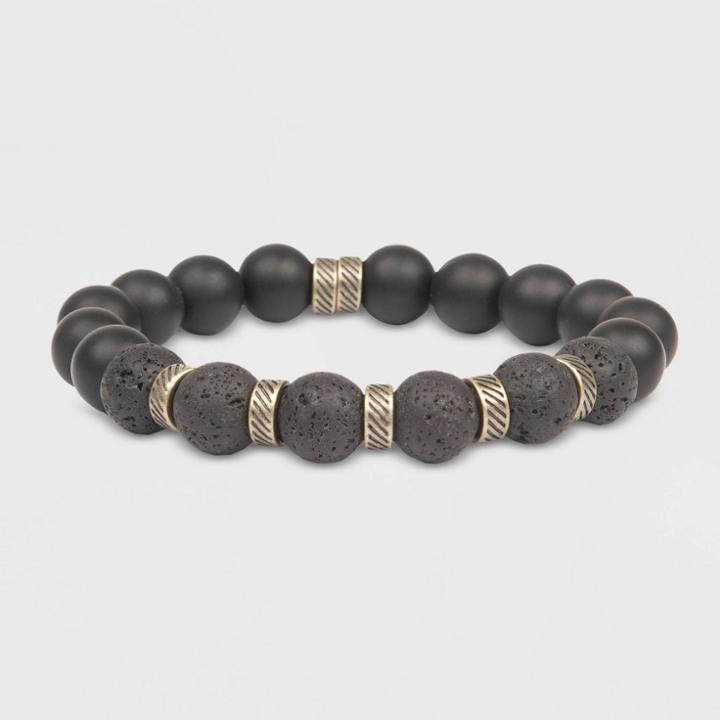 Men's Genuine Stone Bracelet - Goodfellow & Co Black