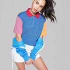 Women's Color Blocked Short Sleeve Polo Shirt - Wild Fable Blue