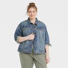 Women's Plus Size Denim Jacket - Universal Thread Medium Tint Denim 1x, Medium Tint Blue