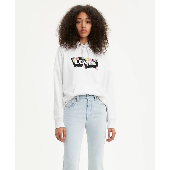 Levi's Women's Floral Graphic Sport Hoodie Sweatshirt - White Xs, Women's, White Floral