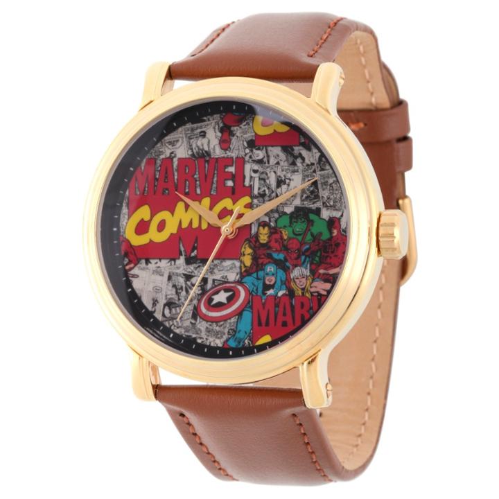 Men's Marvel Comics Gold Alloy Vintage Watch - Brown,