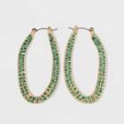 Oval Rhinestone Hoop Earrings - A New Day Green