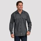 Dickies Men's Big & Tall Relaxed Fit Long Sleeve Button-down Shirts - Gray