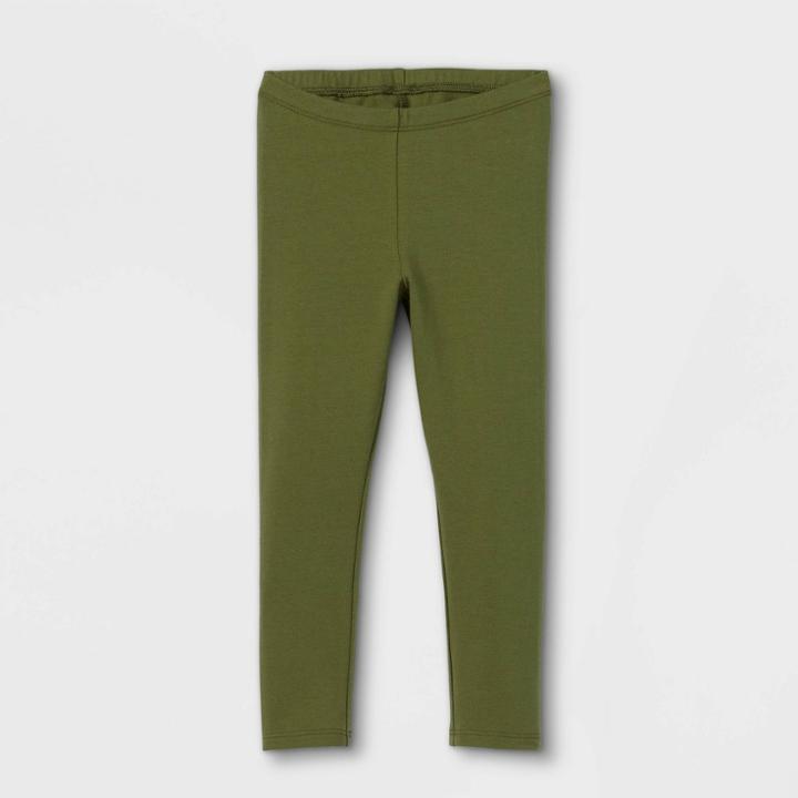 Toddler Girls' Solid Leggings - Cat & Jack Dark Green