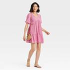 Women's Short Sleeve Tiered Dress - Knox Rose Pink Floral