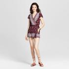 Women's Short Sleeve V-neck Romper - Xhilaration (juniors') Burgundy (red) Blazer