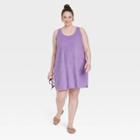 Women's Plus Size Terry Tank Dress - A New Day Purple