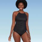 Women's Slimming Control High Neck One Piece Swimsuit - Dreamsuit By Miracle Brands Black