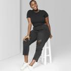 Women's Plus Size Short Sleeve Crew Neck T-shirt - Wild Fable Black