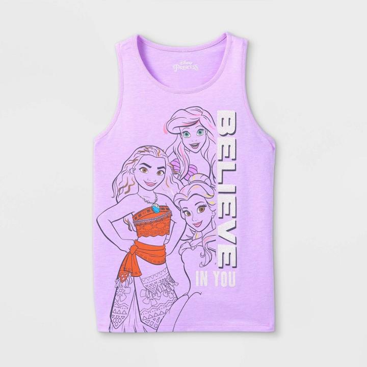 Girls' Disney Princess 'believe In You' Tank Top - Purple