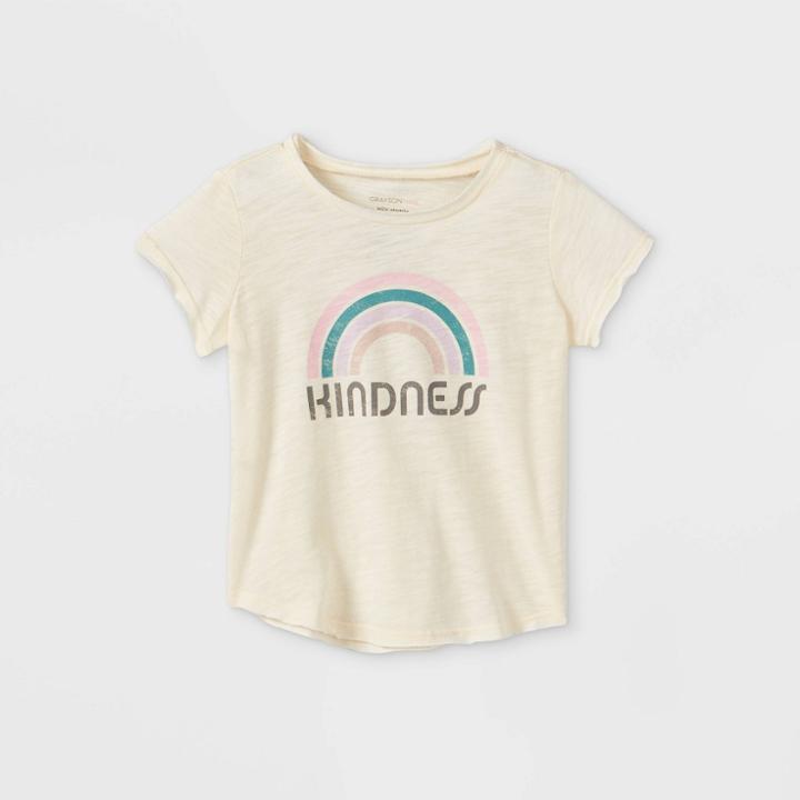 Grayson Mini Toddler Girls' Rainbow 'kindness' Short Sleeve T-shirt - Cream
