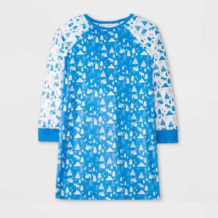 Girls' Winter Scene Nightgown - Cat & Jack Blue