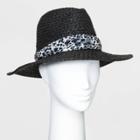 Women's Printed Band Fedora - A New Day Black One Size, Women's