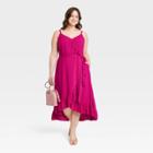 Women's Plus Size Sleeveless Tie-front Wrap Dress - Ava & Viv Magenta X, Pink
