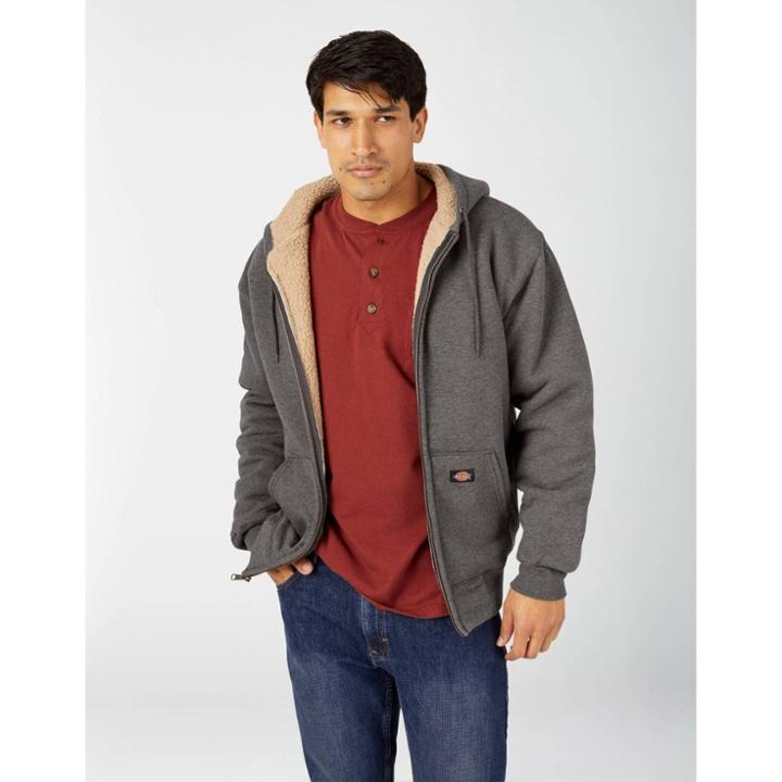 Dickies Men's Sherpa Lined Fleece Hoodie - Dark Heather