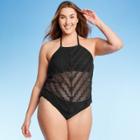 Kona Sol Women's Crochet High Neck Shoreline Chevron Tankini Top - Kona