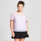 Women's Plus Size Organza Volume Sleeve Blouse - A New Day Lavender (purple)