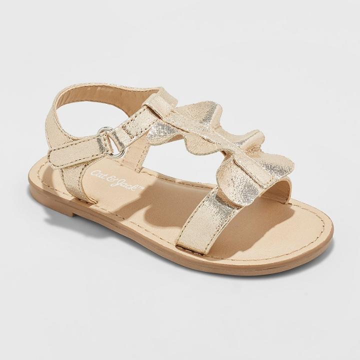 Toddler Girls' Kalisa Ruffle Slide Sandals - Cat & Jack Gold
