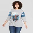Women's Spider-man Marvel Plus Size 3/4 Sleeve T-shirt (juniors') - Gray