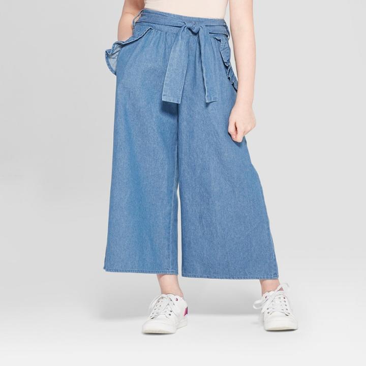 Girls' Front Tie Paperbag Waist Pants - Art Class Denim