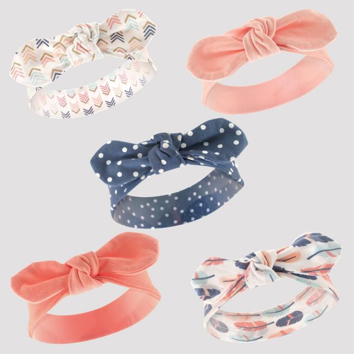 Hudson Baby Girls' 5pk Headband Set - Pink/coral 0-12m, Size: 0-12 Months, Pink Coral
