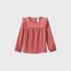 Oshkosh B'gosh Toddler Girls' Long Sleeve Eyelet T-shirt - Burgundy