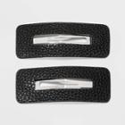 Faux Leather Hair Clip Set 2pc - Universal Thread Black