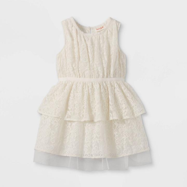 Toddler Girls' Tiered Lace Tank Dress - Cat & Jack Cream