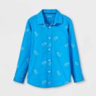 Boys' Button-down Stretch Woven Long Sleeve Shirt - Cat & Jack Blue