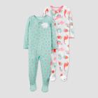 Baby Girls' 2pk Sheep/dino Footed Pajama - Just One You Made By Carter's Green